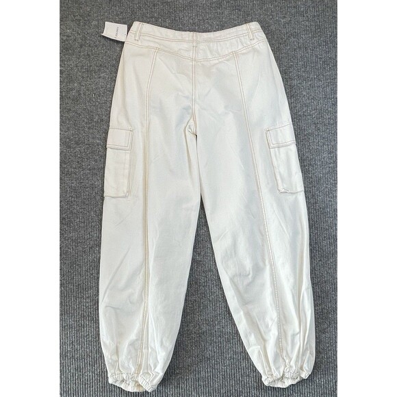 Forever 21 Cargo Junior Size Large Cinched Mid Rise Jogger Pants White NEW - Picture 7 of 11